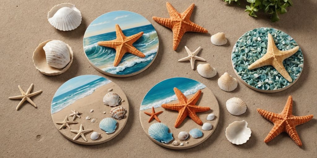 Coastal Charm: Beach-Themed Coaster Sets