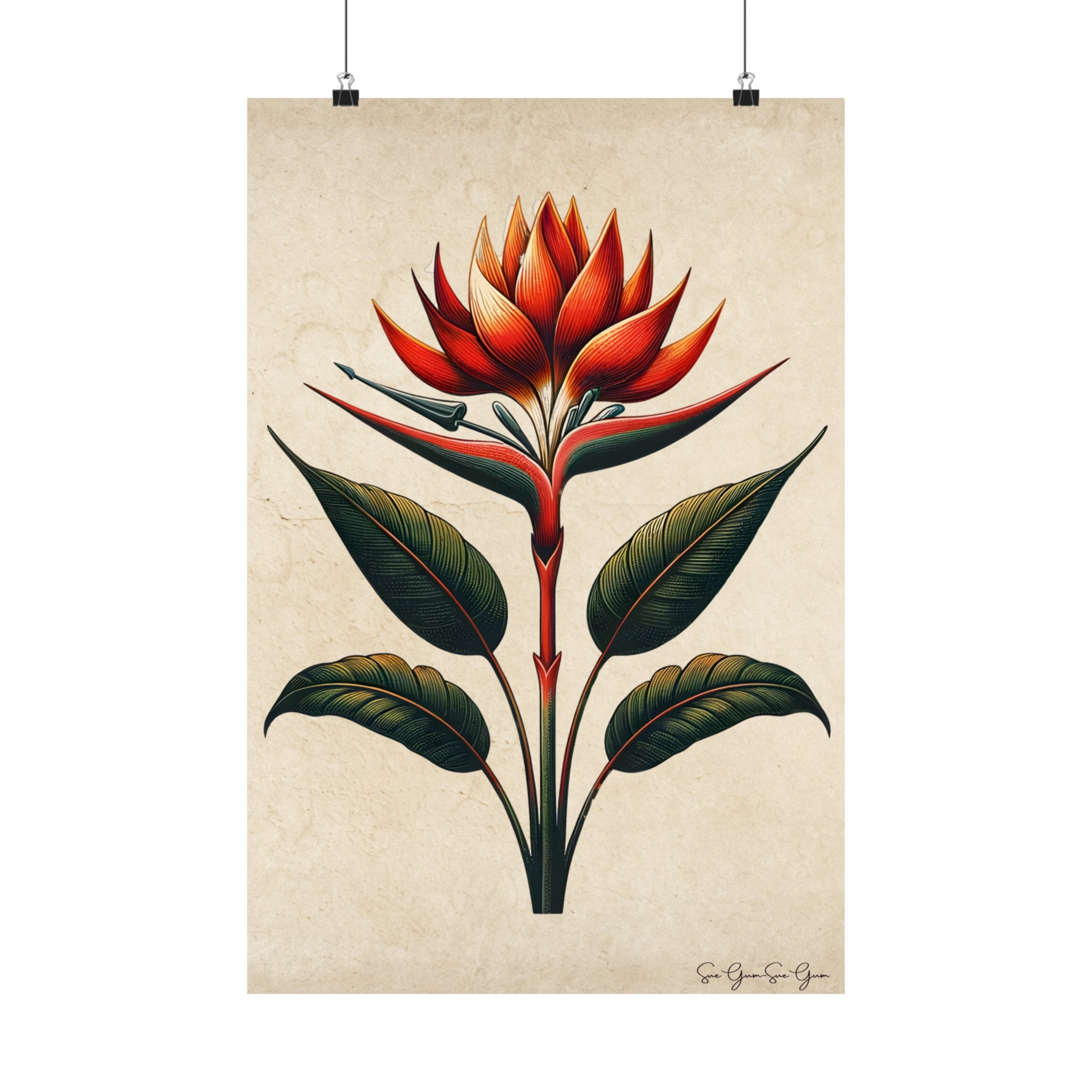 Transform Your Space with the Exotic Red Flower Art Poster