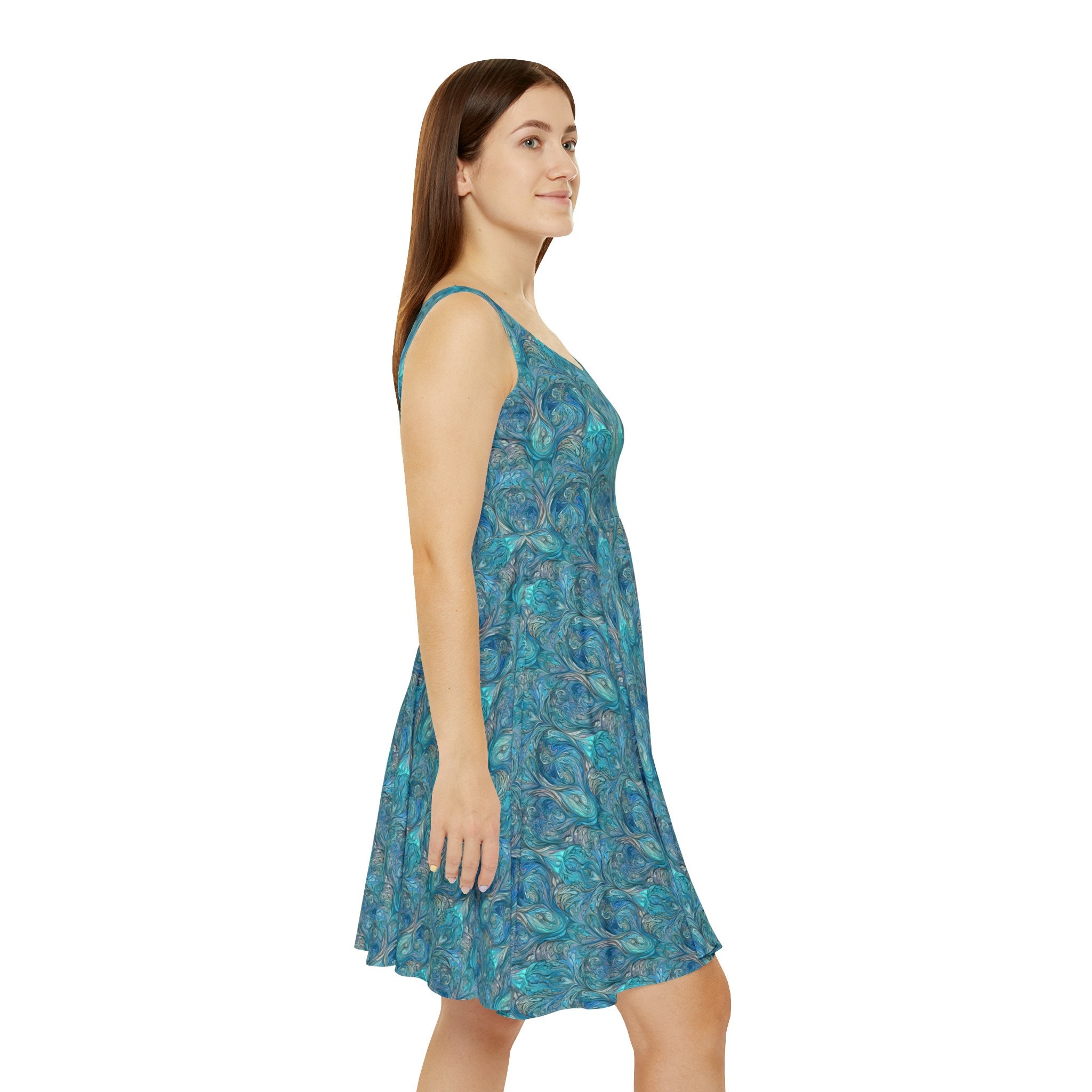 Flowing Silk Skater Dress: Elevate Your Wardrobe with Oceanic Elegance