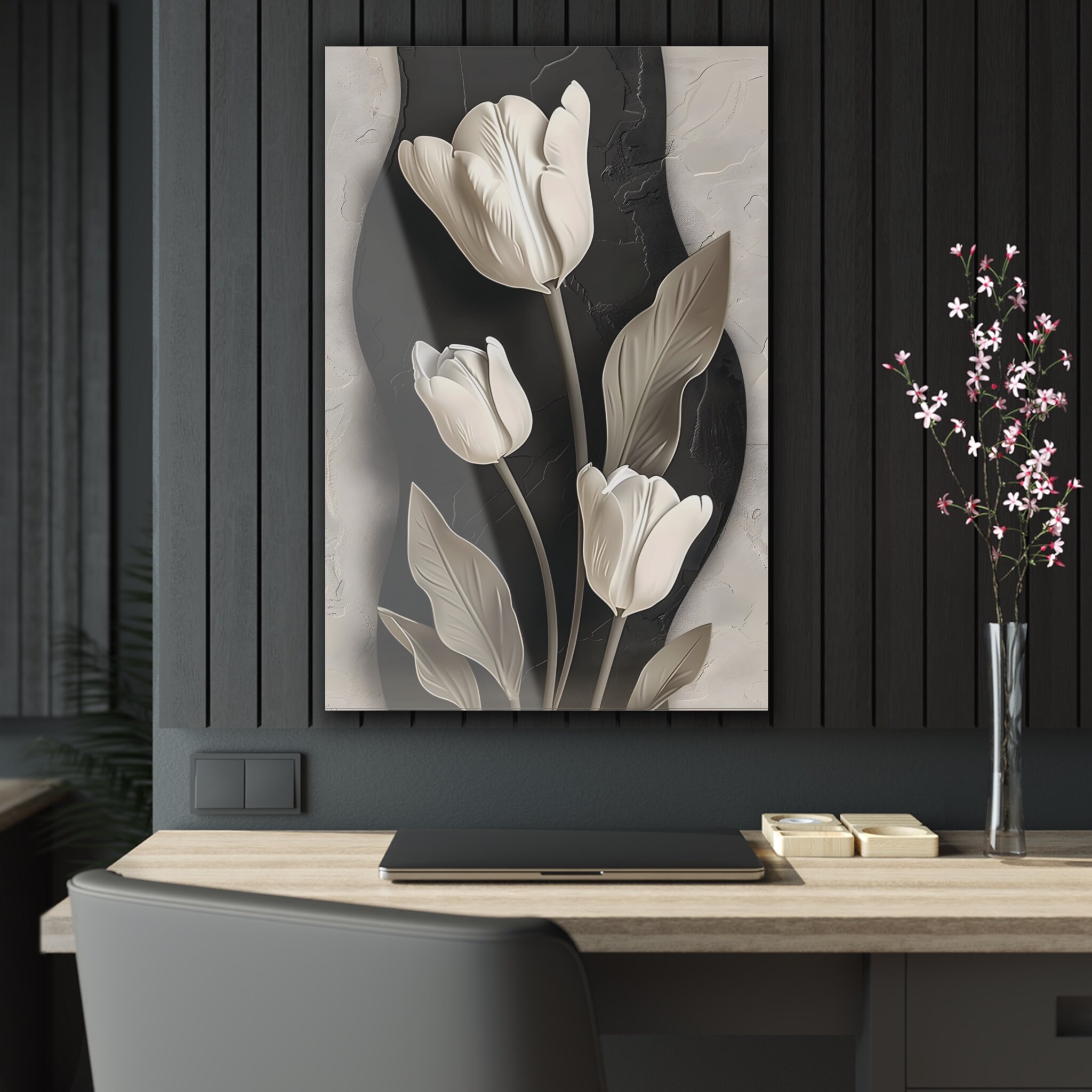 Elevate Your Space with Acrylic Tulip Wall Art – Contemporary Floral Elegance