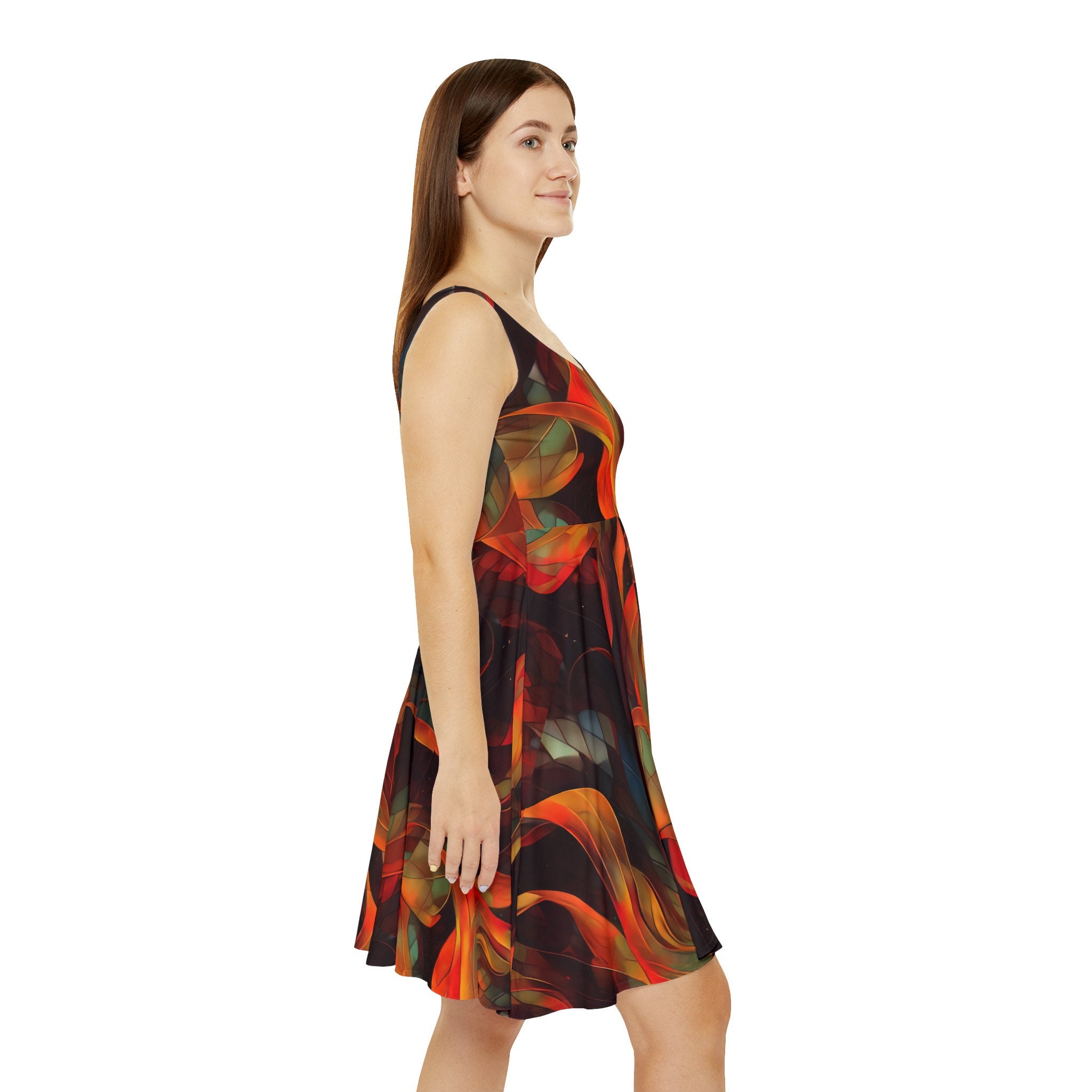 Embracing the Dance of Art: The Burning Geometry Skater Dress