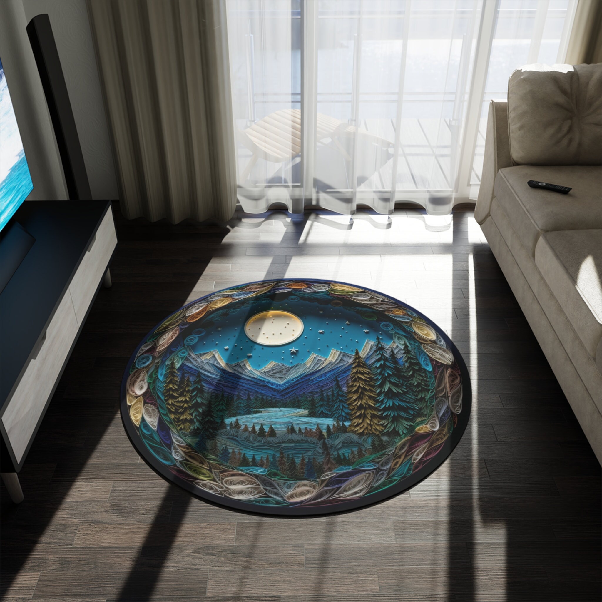 Transform Your Space with the Enchanted Night Sky Landscape Rug