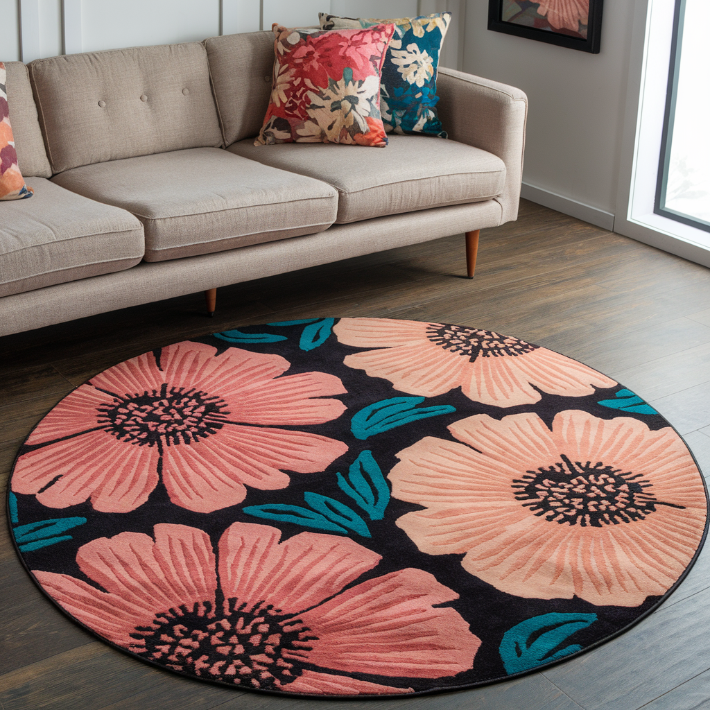 Elevate Your Space with a Blooming Masterpiece: The 60-inch Round Floral Rug