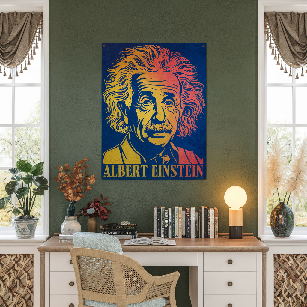 Bringing Genius to Your Space: Styling the Colorful Albert Einstein Metal Art Sign