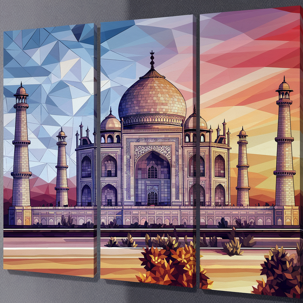 Awe-Inspiring Taj Mahal Triptych Acrylic Prints: A Masterpiece for Your Space